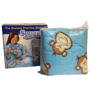 Snuggie Blanket With Sleeves Monkey Print Brown Super Soft Fleece NEW One Size